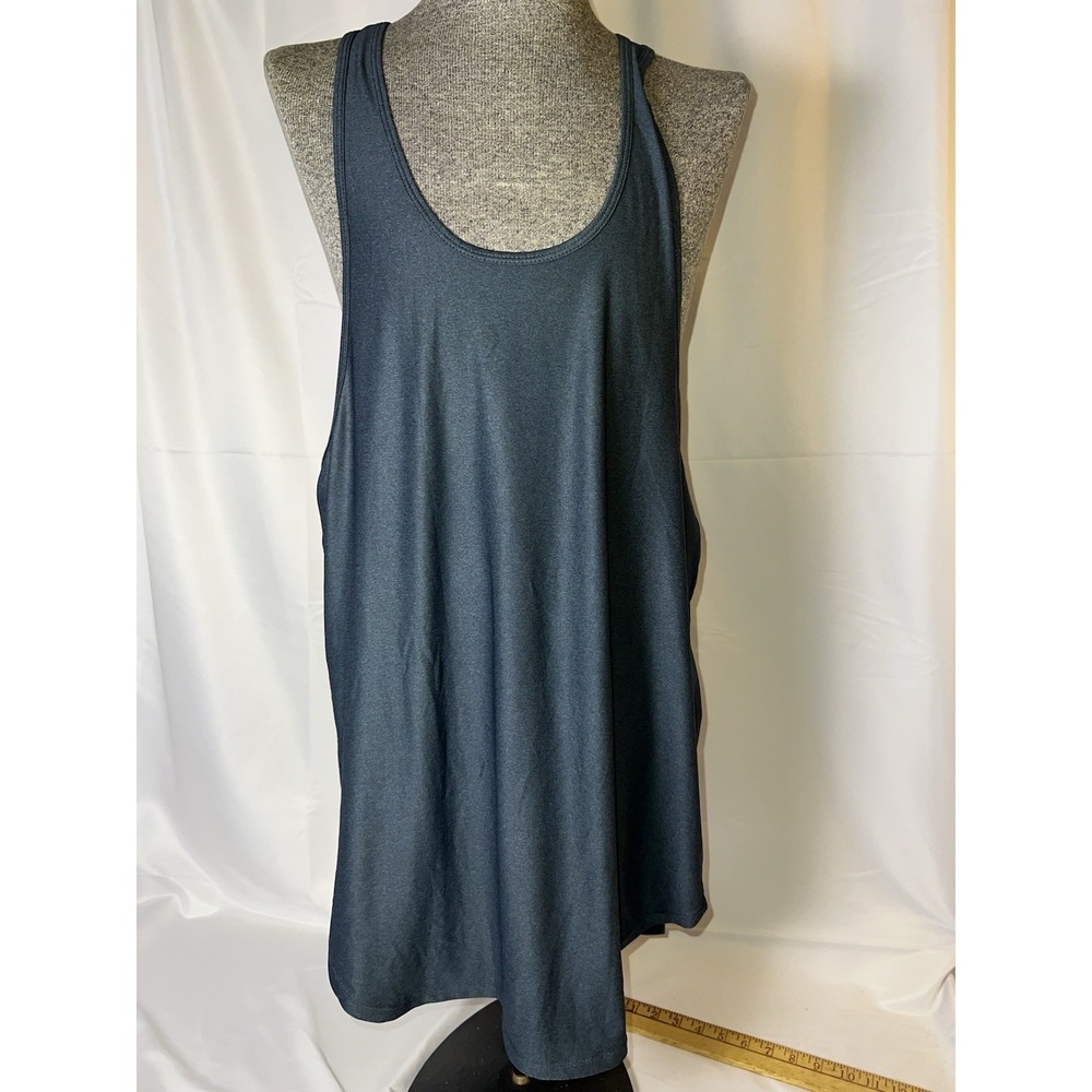 Oversize Women Large Slate‎ Blue Workout Activewear Tank Loose Fit Racerback Top